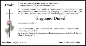Anzeige von Siegtraud Dinkel von MGO