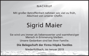 Anzeige von Sigrid Maier von MGO