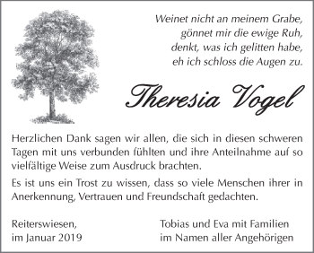Anzeige von Theresia Vogel von MGO