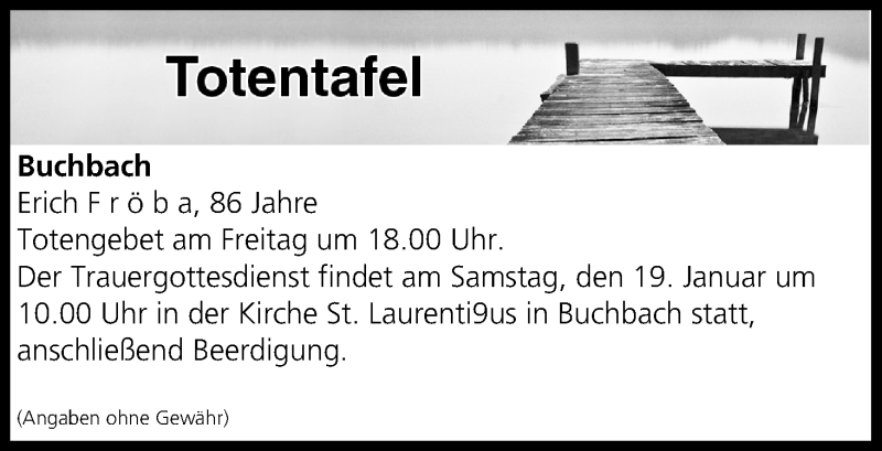  Traueranzeige für Totentafel vom 18.01.2019 vom 18.01.2019 aus MGO