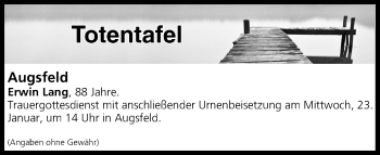 Anzeige von Totentafel vom 19.01.2019 von MGO