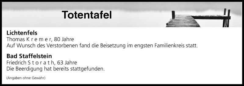  Traueranzeige für Totentafel vom 29.01.2019 vom 29.01.2019 aus MGO
