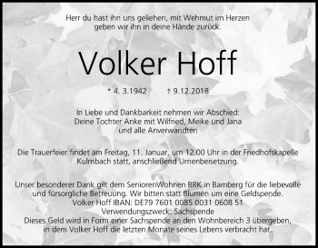 Anzeige von Volker Hoff von MGO