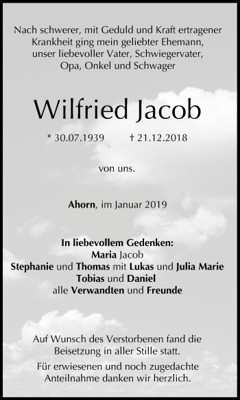 Anzeige von Wilfried Jacob von MGO