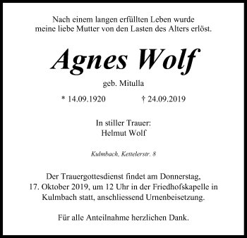 Anzeige von Agnes Wolf von MGO