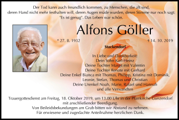 Anzeige von Alfons Göller von MGO