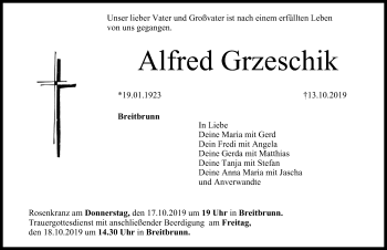 Anzeige von Alfred Grzeschik von MGO