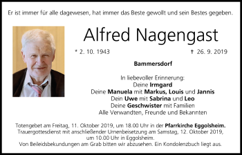 Anzeige von Alfred Nagengast von MGO
