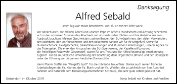 Anzeige von Alfred Sebald von MGO