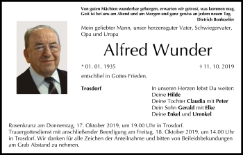 Anzeige von Alfred Wunder von MGO