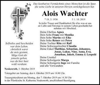 Anzeige von Alois Wachter von MGO
