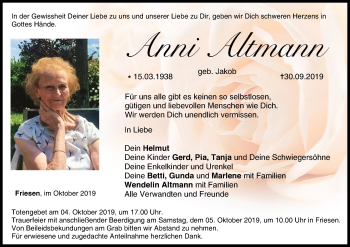 Anzeige von Anni Altmann von MGO