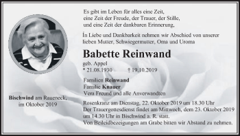 Anzeige von Babette Reinwand von MGO