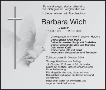 Anzeige von Barbara Wich von MGO