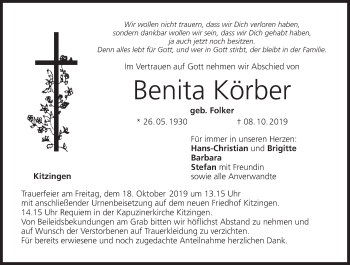 Anzeige von Benita Körber von MGO