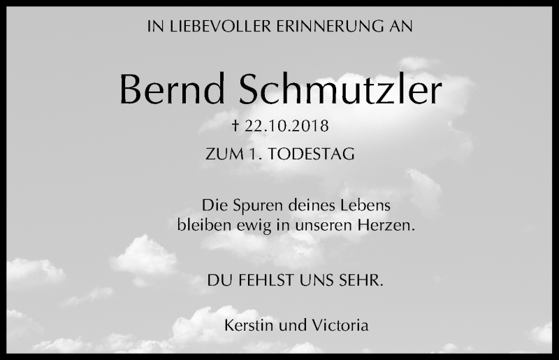  Traueranzeige für Bernd Schmutzler vom 22.10.2019 aus MGO