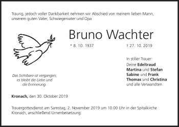 Anzeige von Bruno Wachter von MGO