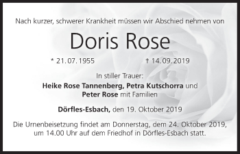 Anzeige von Doris Rose von MGO