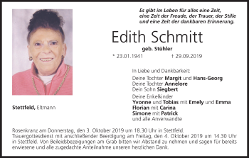 Anzeige von Edith Schmitt von MGO