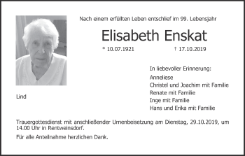Anzeige von Elisabeth Enskat von MGO