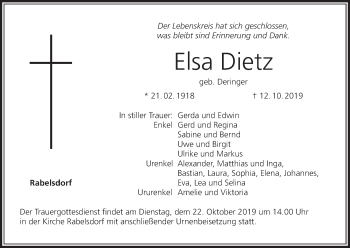 Anzeige von Elsa Dietz von MGO
