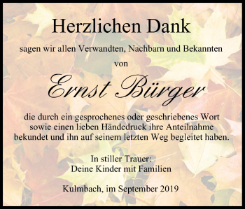 Anzeige von Ernst Bürger von MGO