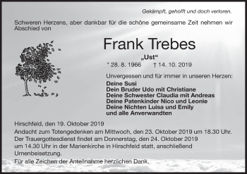 Anzeige von Frank Trebes von MGO