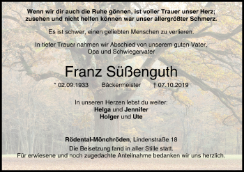 Anzeige von Franz SÃ¼ÃŸenguth von MGO