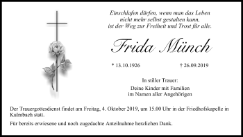 Anzeige von Frida Münch von MGO
