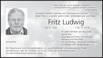 Anzeige von Fritz Ludwig von MGO