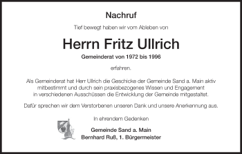 Anzeige von Fritz Ullrich von MGO