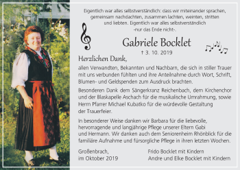 Anzeige von Gabriele Bocklet von MGO