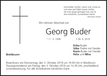 Anzeige von Georg Buder von MGO
