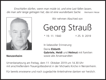 Anzeige von Georg Strauß von MGO