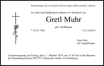 Anzeige von Gretl Muhr von MGO