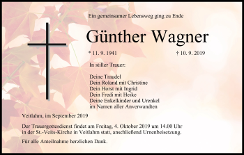 Anzeige von Günther Wagner von MGO