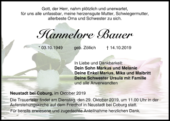 Anzeige von Hannelore Bauer von MGO