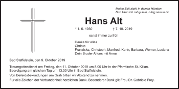 Anzeige von Hans Alt von MGO