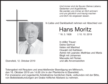 Anzeige von Hans Moritz von MGO