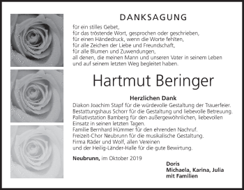 Anzeige von Hartmut Beringer von MGO