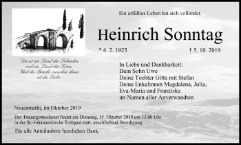 Anzeige von Heinrich Sonntag von MGO