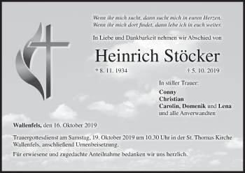 Anzeige von Heinrich Stöcker von MGO