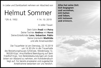 Anzeige von Helmut Sommer von MGO