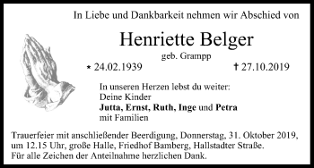 Anzeige von Henriette Belger von MGO