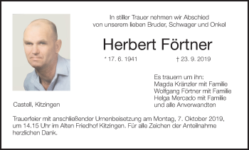 Anzeige von Herbert Förtner von MGO