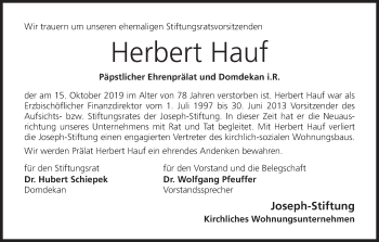 Anzeige von Herbert Hauf von MGO