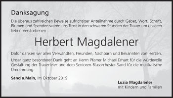 Anzeige von Herbert Magdalener von MGO