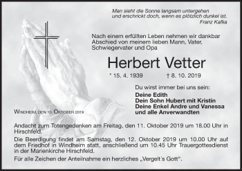 Anzeige von Herbert Vetter von MGO