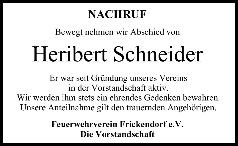  Traueranzeige für Heribert Schneider vom 24.10.2019 aus MGO