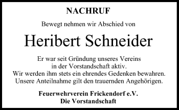 Anzeige von Heribert Schneider von MGO